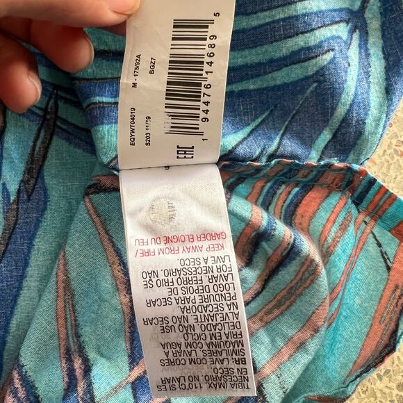 Quiksilver Tropical Palm Button Up Shirt Men’s M Blue Teal Hawaiian Surf - Picture 9 of 11